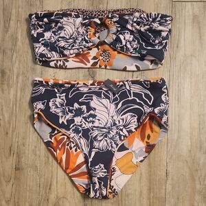 Maaji Floral Print Bikini - Navy and Orange